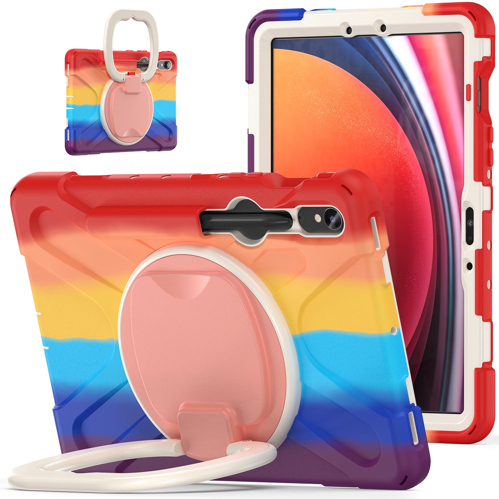 For Samsung Galaxy Tab S9 S8 S7 Hard PC Soft Silicone Case Rotating Kickstand Shockproof Tablet Cover For Samsung Galaxy Tab S9 S8 S7 Hard PC Soft Silicone Case Rotating Kickstand Shockproof Tablet Cover